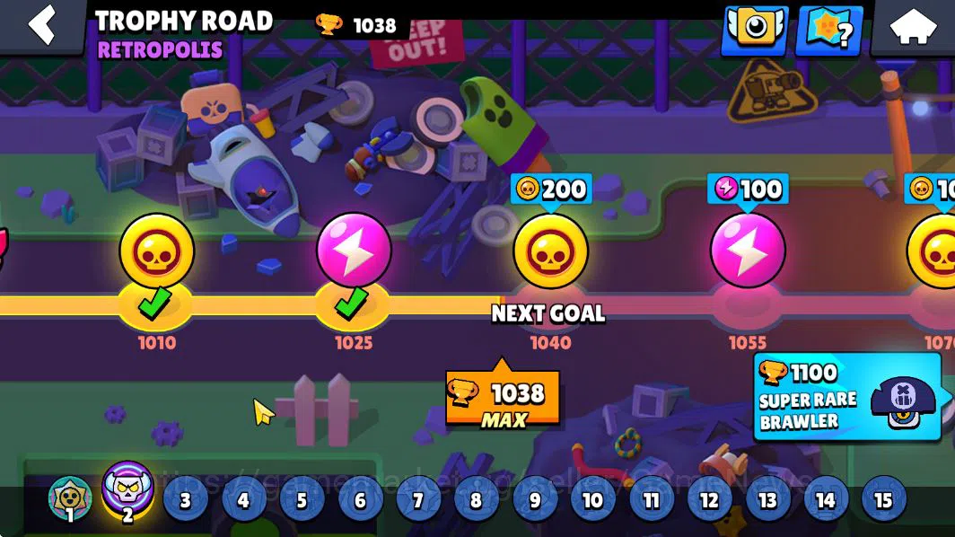 Brawl Stars Accounts 1038Trophy |14 Brawlers 3 MAX Lvl (Shelly,Rico,Penny) | 2 Epic Skin (Royale Trunk,StoneTroll Lou) |CN 6