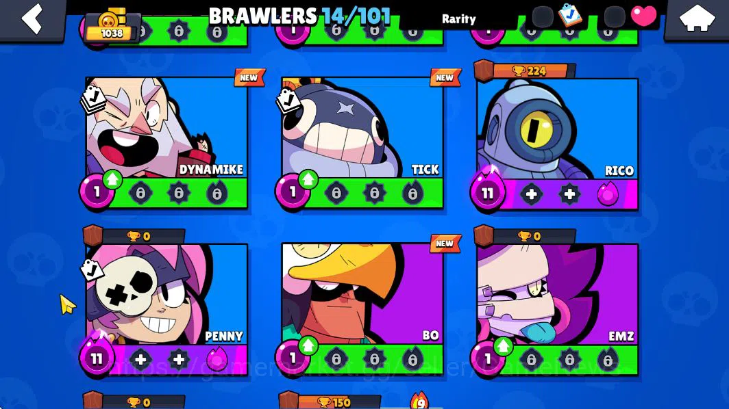 Brawl Stars Accounts 1038Trophy |14 Brawlers 3 MAX Lvl (Shelly,Rico,Penny) | 2 Epic Skin (Royale Trunk,StoneTroll Lou) |CN 9
