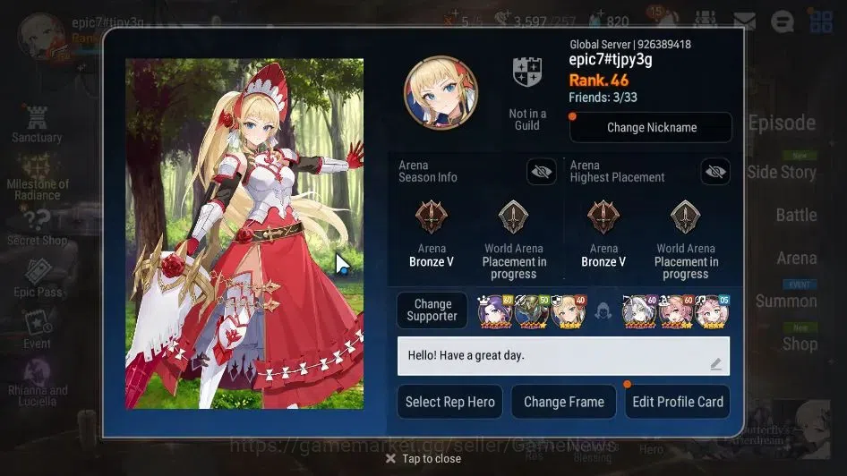 Epic Seven Accounts GLOBAL Unverif|New Era|3 ML(Rhianna&Luciella,TE Ka image 2