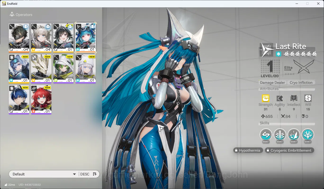 Arknights: Endfield Accounts Starter Fresh | ASIA | New Horizons On | Day 2 Sign-In | 6-Star Last Rite | Snowshine | Perlica