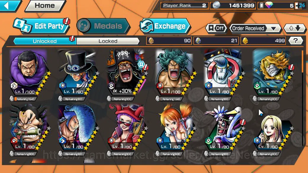 One Piece Bounty Rush Accounts Global|5 EX|FilmZ Zephr,HP Linlin,Devine Shanks,4E image 4