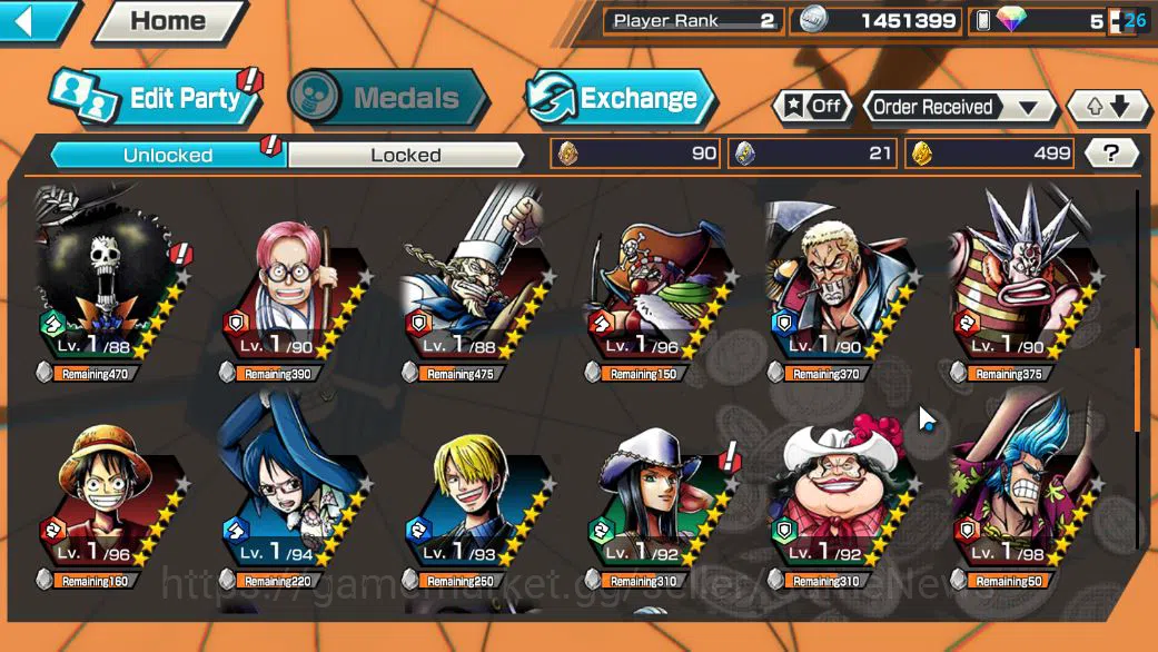 One Piece Bounty Rush Accounts Global|5 EX|FilmZ Zephr,HP Linlin,Devine Shanks,4E image 6