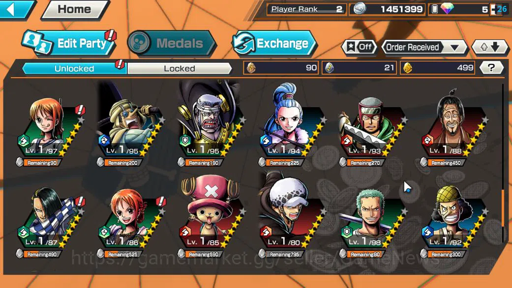 One Piece Bounty Rush Accounts Global|5 EX|FilmZ Zephr,HP Linlin,Devine Shanks,4E image 7