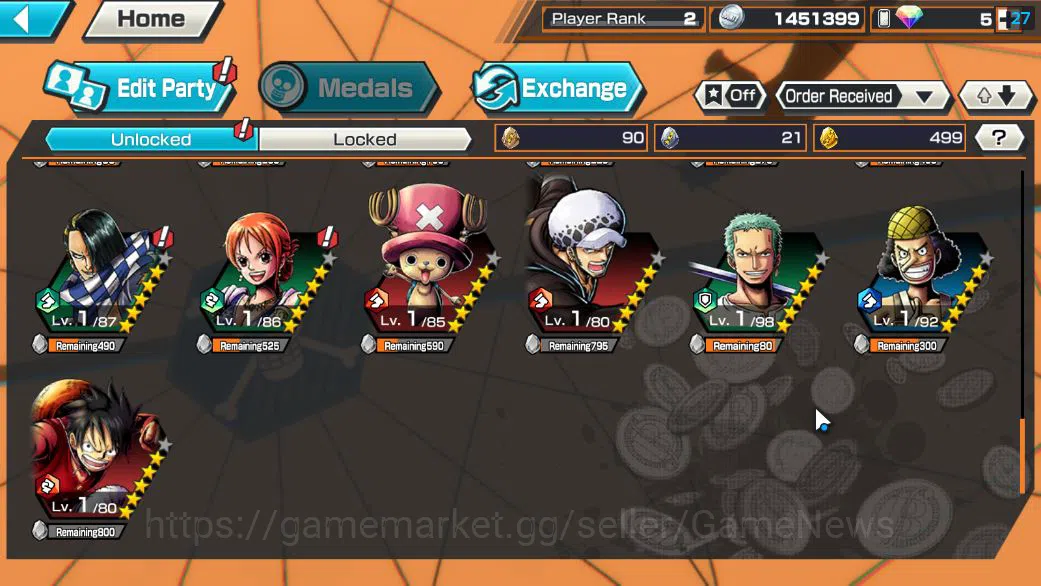 One Piece Bounty Rush Accounts Global|5 EX|FilmZ Zephr,HP Linlin,Devine Shanks,4E image 8