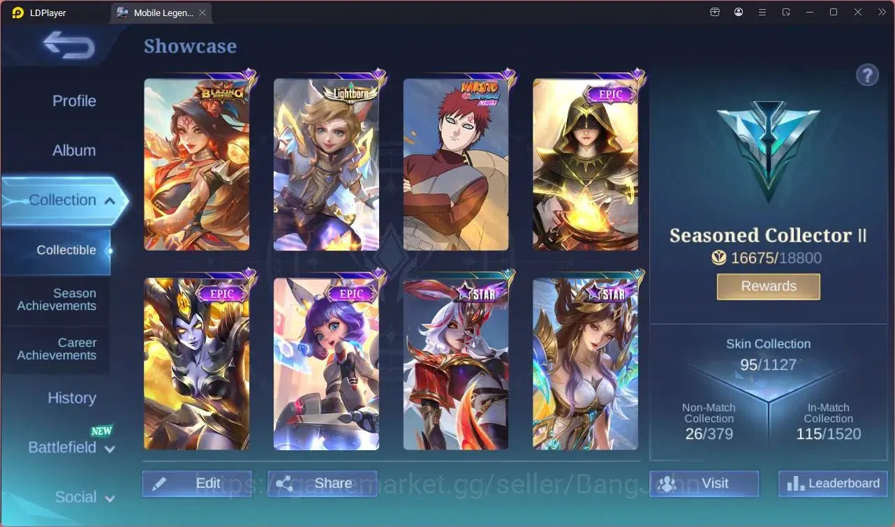 Mobile Legends: Bang Bang Accounts Global |Hero 61|Skin 95|Seasoned|Blazing Esmeralda image 2
