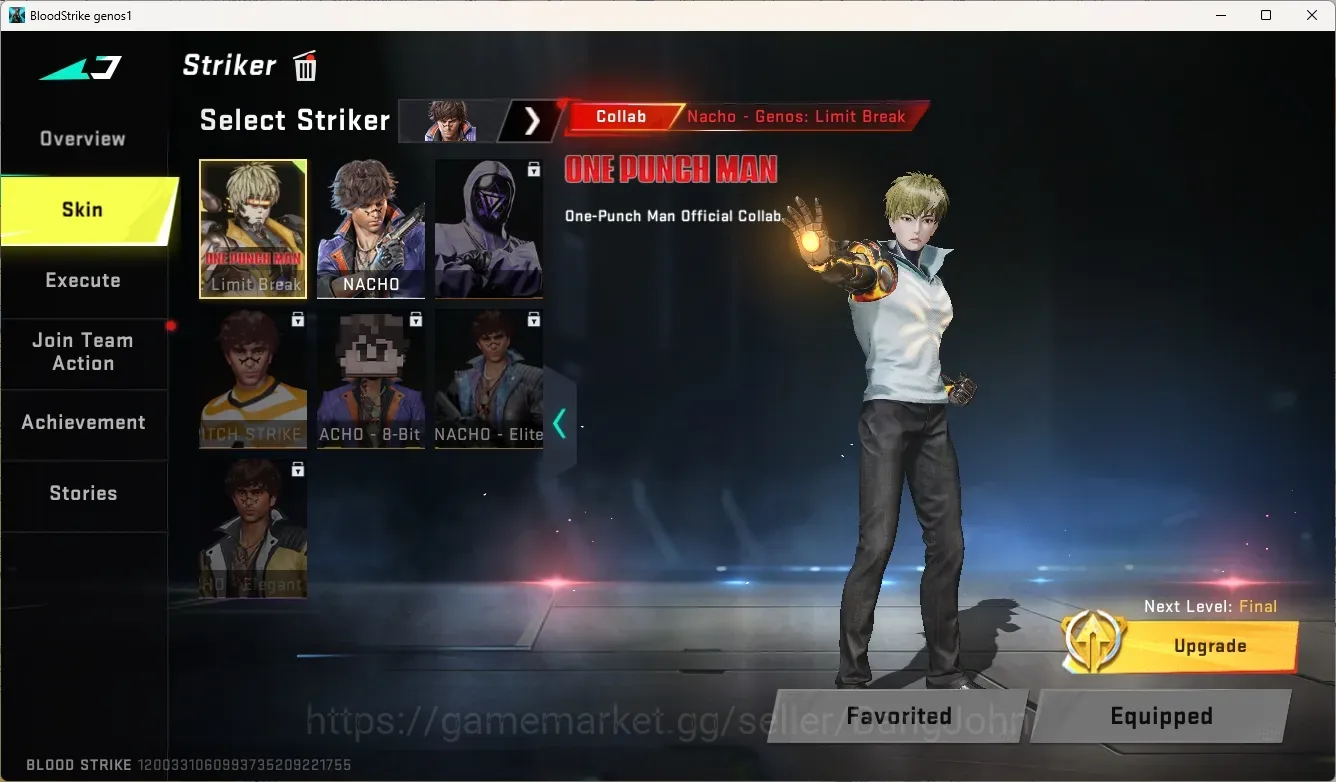 Blood Strike Accounts Others ASIA | OPM Striker: Genos|Ultra Gun: Galil-Knight|3 Legendary Guns: M4A1-Venom,SCAR-Abyss|Check 1