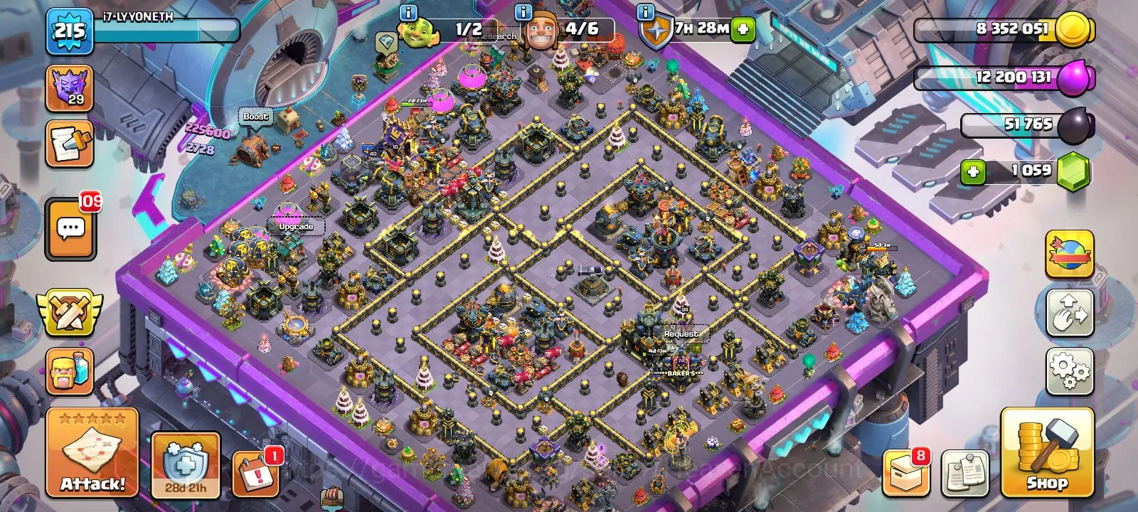 Clash of Clans Accounts High-End future scneryth 17 max20 skin heroes4-equipment epic maxwall max - unlock all troopsheroes 1