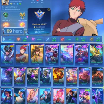 Mobile Legends: Bang Bang Accounts Others HERO 89 SKIN 113 | EMBLEM GOOD| PENGASUS SEIYA BADANG| EPIC ROGER| EPIC GUSION