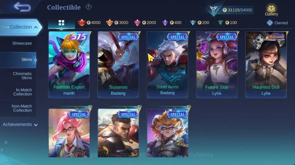 Mobile Legends: Bang Bang Accounts Hero 107|Skin 155|CC Nata,Pace Fanny,Venom[Grock,G image 11
