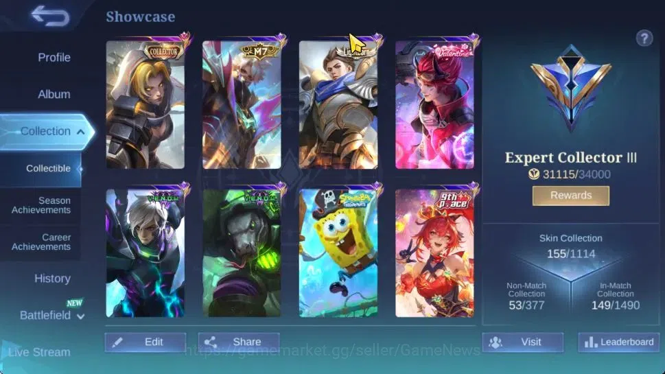 Mobile Legends: Bang Bang Accounts Hero 107|Skin 155|CC Nata,Pace Fanny,Venom[Grock,G image 2