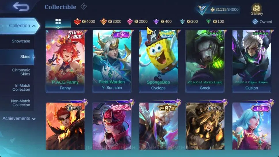 Mobile Legends: Bang Bang Accounts Hero 107|Skin 155|CC Nata,Pace Fanny,Venom[Grock,G image 7