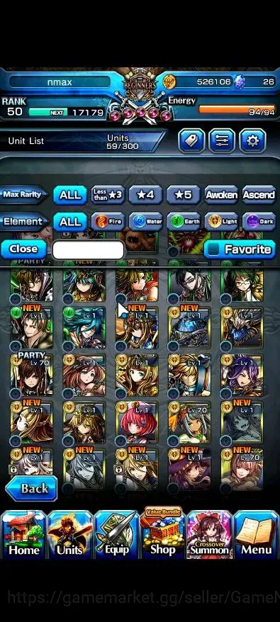 Grand Summoners Accounts End-Game Global|Rank 50|2 Ascend+1 TW( Reimu Hakurei+TW,Selia Sourcecript Witch)|Lpot 71|Check 11