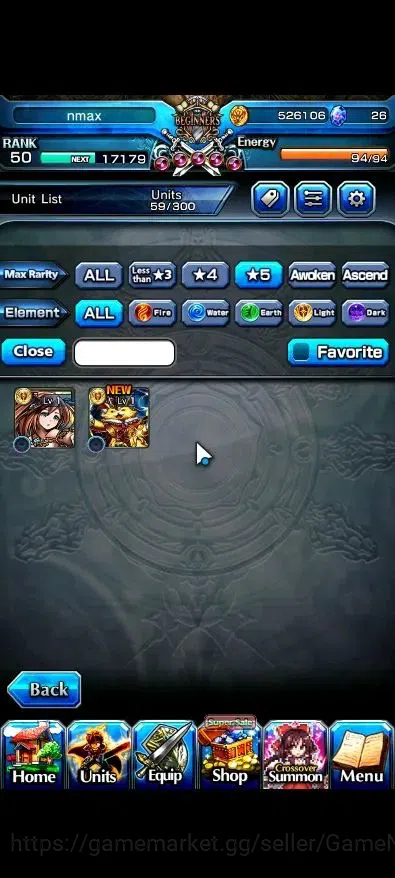 Grand Summoners Accounts End-Game Global|Rank 50|2 Ascend+1 TW( Reimu Hakurei+TW,Selia Sourcecript Witch)|Lpot 71|Check 13