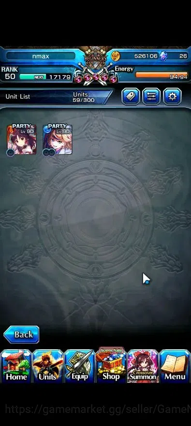Grand Summoners Accounts End-Game Global|Rank 50|2 Ascend+1 TW( Reimu Hakurei+TW,Selia Sourcecript Witch)|Lpot 71|Check 4