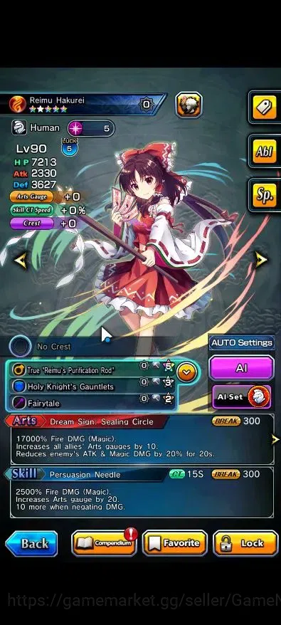 Grand Summoners Accounts End-Game Global|Rank 50|2 Ascend+1 TW( Reimu Hakurei+TW,Selia Sourcecript Witch)|Lpot 71|Check 5