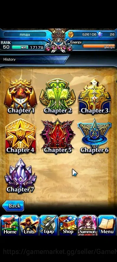 Grand Summoners Accounts End-Game Global|Rank 50|2 Ascend+1 TW( Reimu Hakurei+TW,Selia Sourcecript Witch)|Lpot 71|Check 9