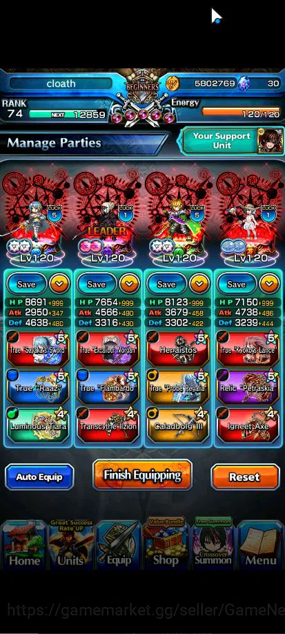 Grand Summoners Accounts Global|Rank 74|15 Asc+ 4 TW|[Sayaka,Chloe,Kyoko,Sa image 3