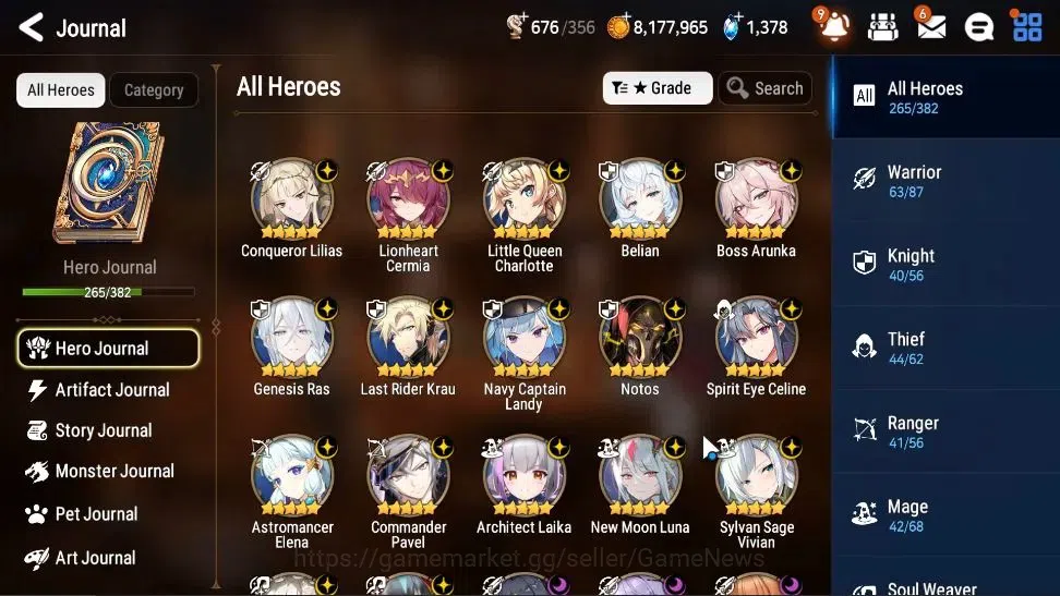 Epic Seven Accounts High-End ASIA Verif|37 ML(Notos,ScholNurse Yulha,BArunka,GRas,Belian,etc)+Ab Fumyr,Stark|AUTO W|SPed 301 8