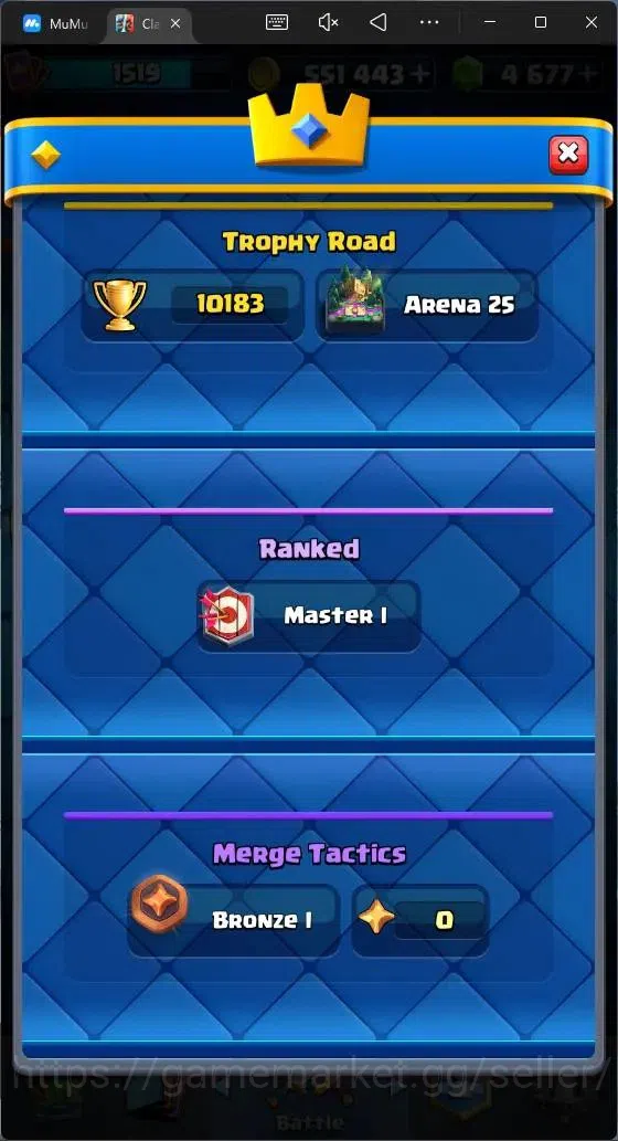 Clash Royale Accounts High-End CL 1519 |KTL 14|Trophy 10183|Card 121|1 MAX|1 L15|6 Hero|9 EVO|8 Champ|Arena 25 (Lumberlovr 18