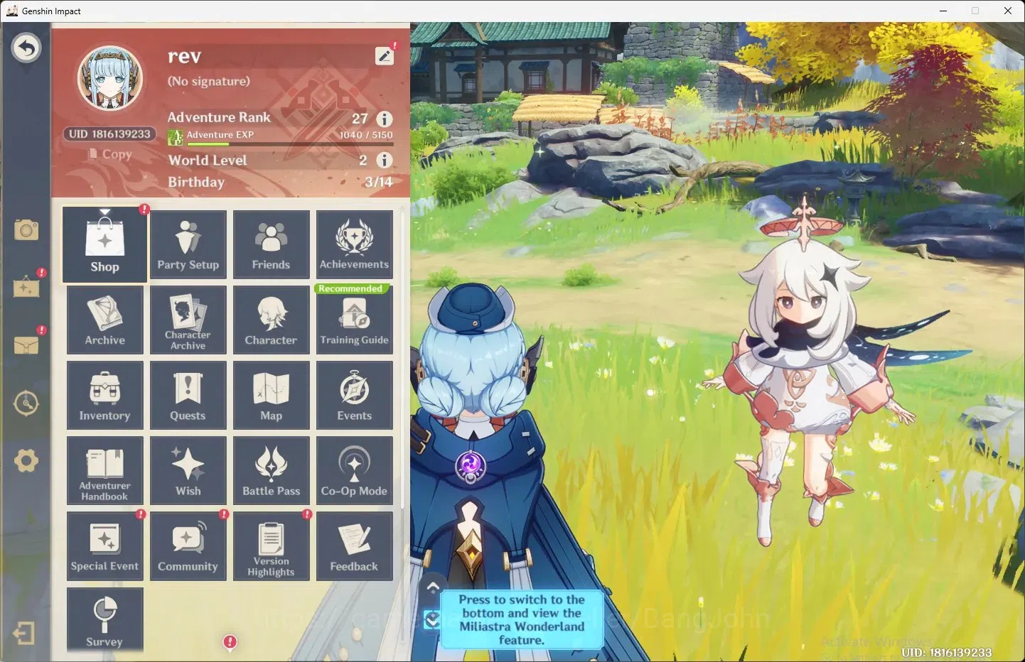 Genshin Impact Accounts Reroll ASIA | AR 27 |1 limit + 2 Charstd|Limit (Ineffa) | STD (Mona, Mizuki| MC Female | TakeMail 1