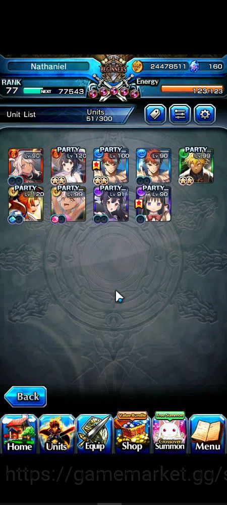 Grand Summoners Accounts Starter Global|Rank 77|9 Ascend|Summer MiyuTW,EmiyaTW,Fen,Chloe,Kingsoul Orvell,Summer Chloe,Homura 3