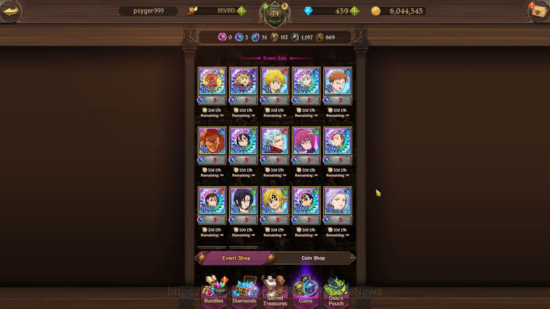 The Seven Deadly Sins: Grand Cross Accounts Asia|4M CC|115 LS+439 DM|5 UR+Many Collab[FireForc image 14