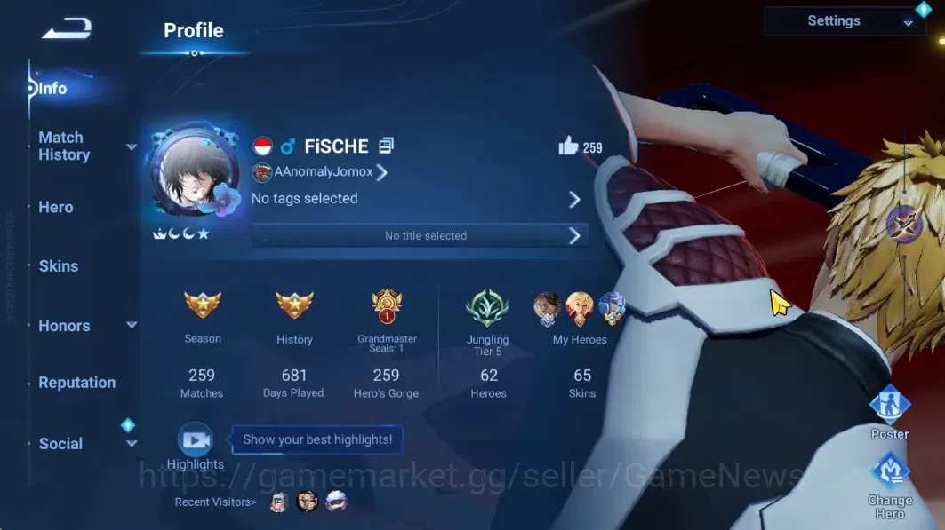Honor of Kings Accounts Hero 62 Skin 65|Precious Bleach Ichigo,3 Legend Al image 2