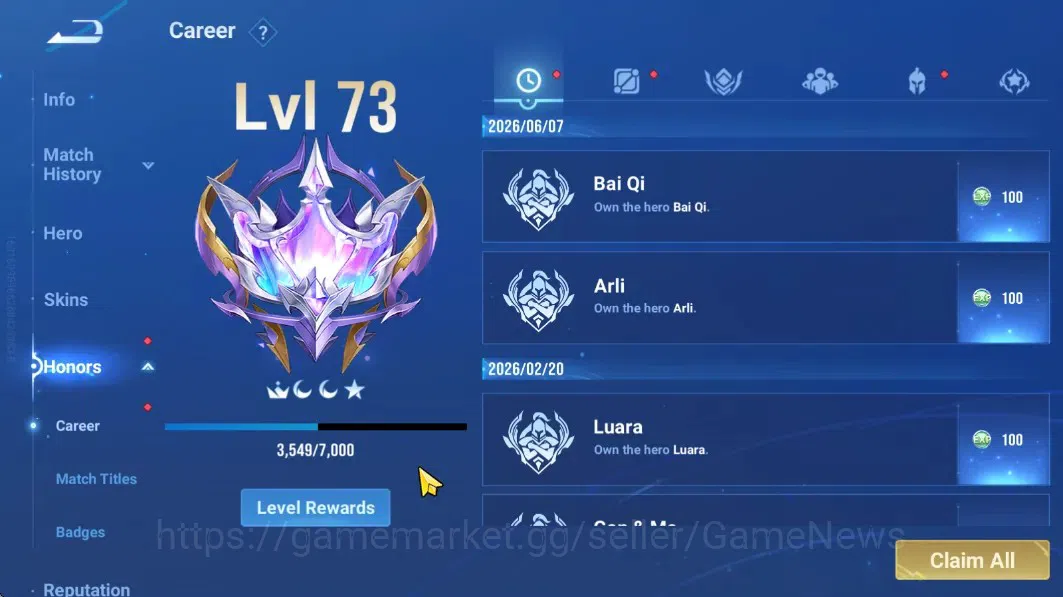 Honor of Kings Accounts Hero 62 Skin 65|Precious Bleach Ichigo,3 Legend Al image 4