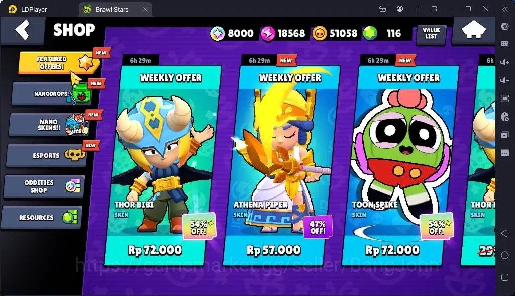 Brawl Stars Accounts Global |Trophy 1724 | Brawler 26| Skins 1 Mythic,6 Epic|Bling 8000|Protect Off|Check SS BRS304B 13