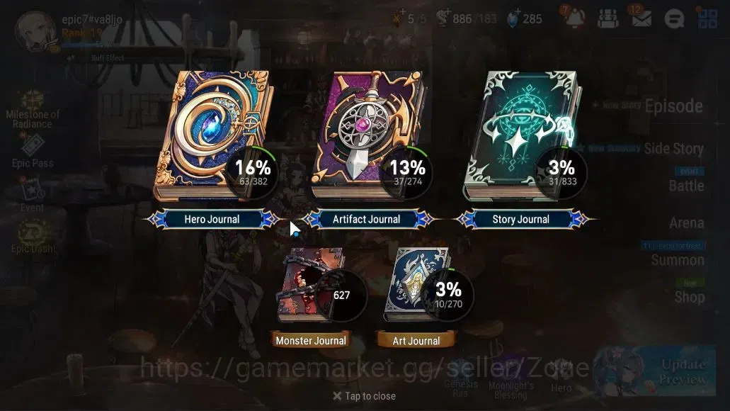 Epic Seven Accounts High-End Global Unverif|NewEra|4 ML(DP Aria,F Cecilia,D Lilibet,MA Ken)+Landy,Tenebria,Etc|Abyss F51|PoH 6