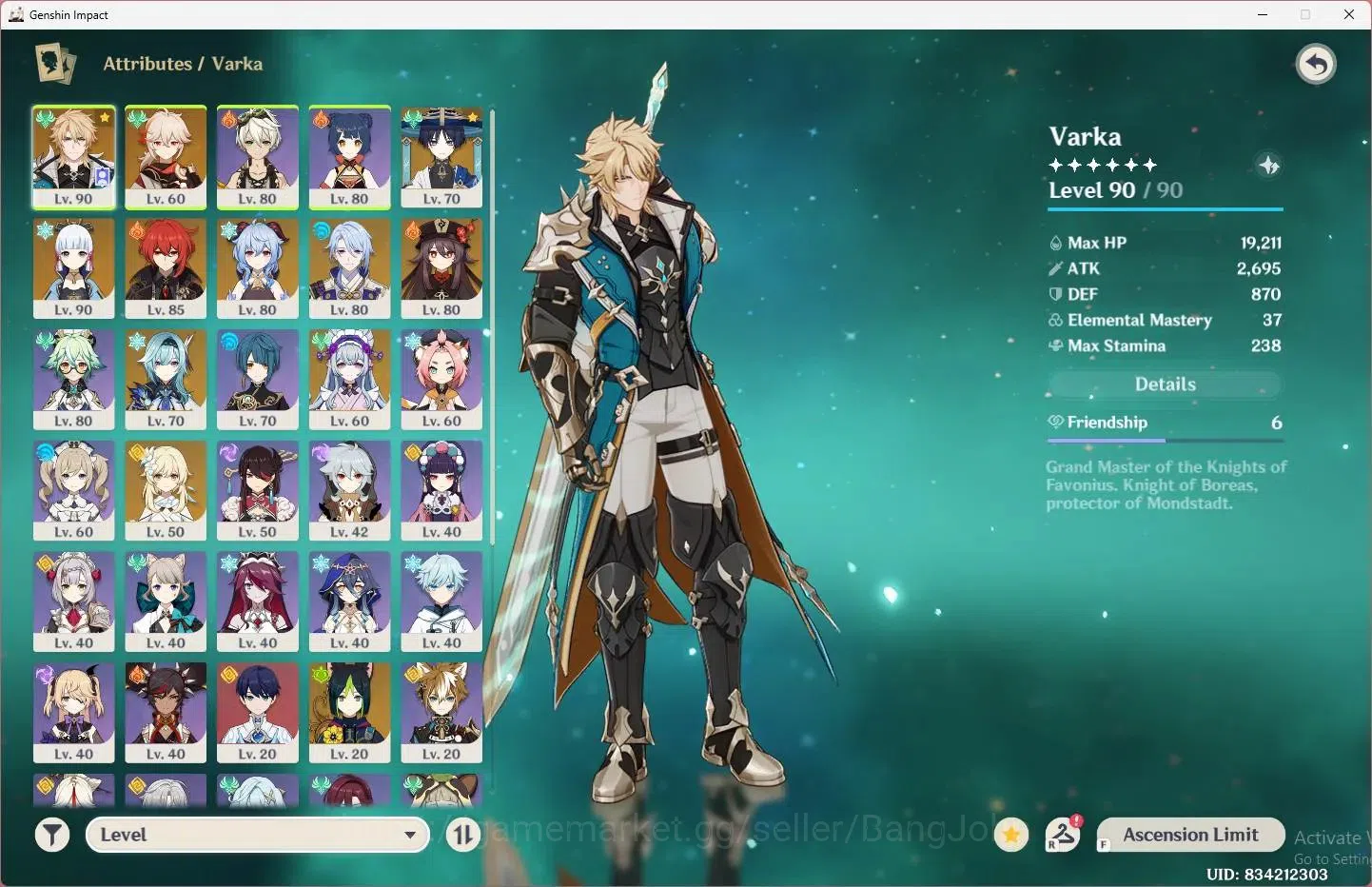 Genshin Impact Accounts ASIA |AR 50|8 Limit+3 Charstd|Limit(Ganyu+Sign,Var image 2