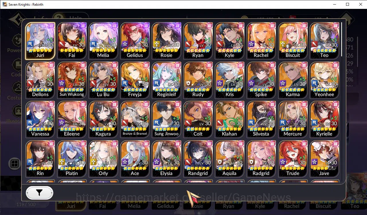 GLOBAL SEA|Full Ex-7k (JuriTC1,Fai,Melia,Gelidus,Rosie) & 23 TC6+(Freyja,Kyle,Ryan,Rachel,Biscuit,Teo,etc) ElenaPerm (SKR1147) Seven Knights Re:Birth Accounts GLOBAL SEA|Full Ex-7k (JuriTC1,Fai,Melia,Gelidus,R image 1