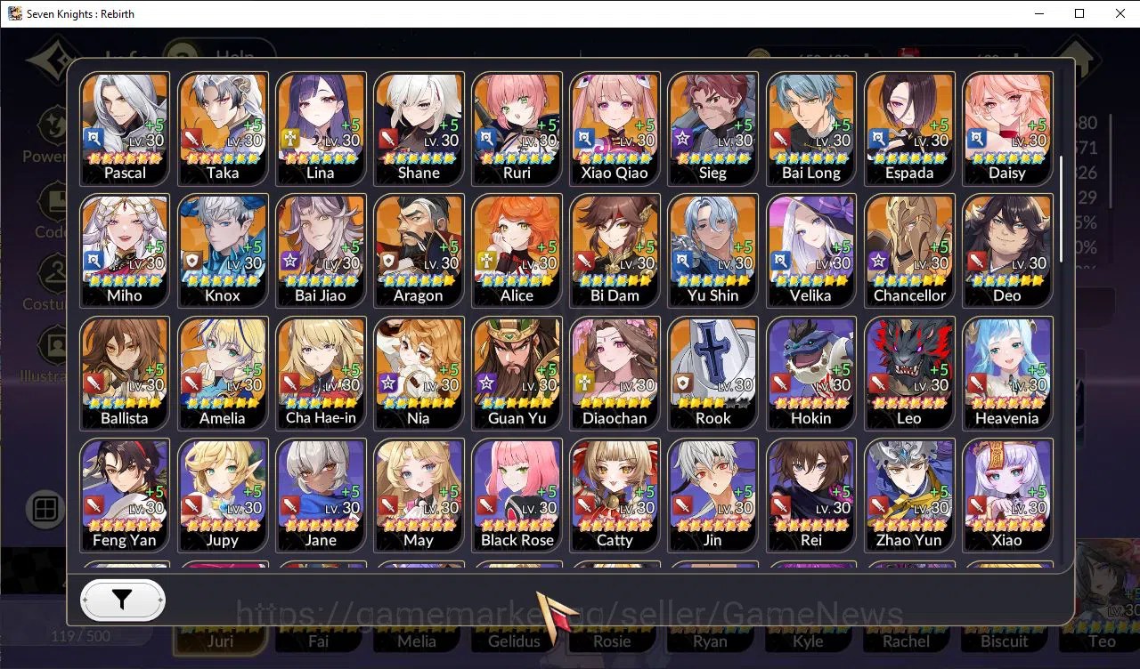 Seven Knights Re:Birth Accounts GLOBAL SEA|Full Ex-7k (JuriTC1,Fai,Melia,Gelidus,R image 2