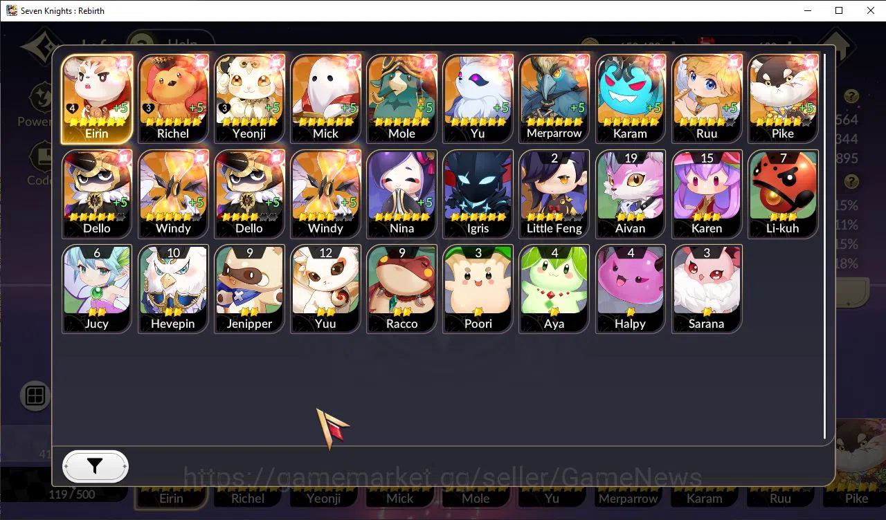 Seven Knights Re:Birth Accounts GLOBAL SEA|Full Ex-7k (JuriTC1,Fai,Melia,Gelidus,R image 3
