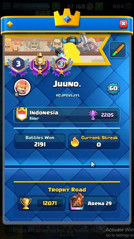 Clash Royale Accounts Lv 60|Trophy 12071|KTL 15|Limited Skin|Card 121|11 image 2