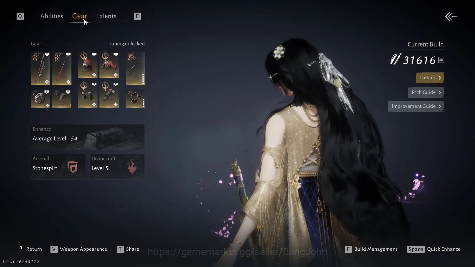 Where Winds Meet Accounts Global | LV 95 | MC Female | 2 Harmonic Core | Build 31616 | 5125K Regional Currency | Max 17