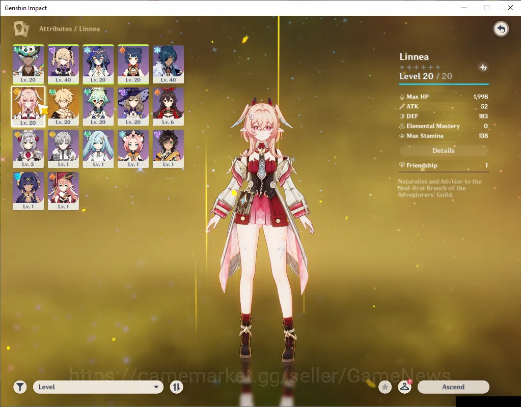 Genshin Impact Accounts ASIA|Starter|AR 20|1 Limited+16(4Character)|Linnea image 10