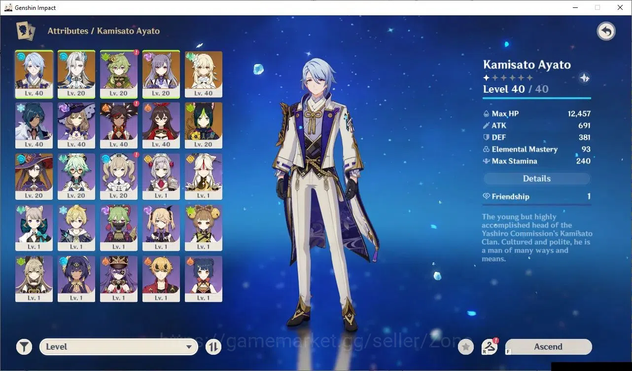 Genshin Impact Accounts Mid Game ASIA|AR 46|2 Limited 5*CHAR+ 1(*5 Weapon)|Ayato C2, Neuvilette|Low Explore|Check 3