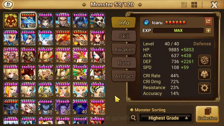 Summoners War: Sky Arena Accounts Mid-Game ASIA Lv 53|1 LD [Laima]|2,6K Gems|18 Total NB5(Juno,Teshar,Shi 10