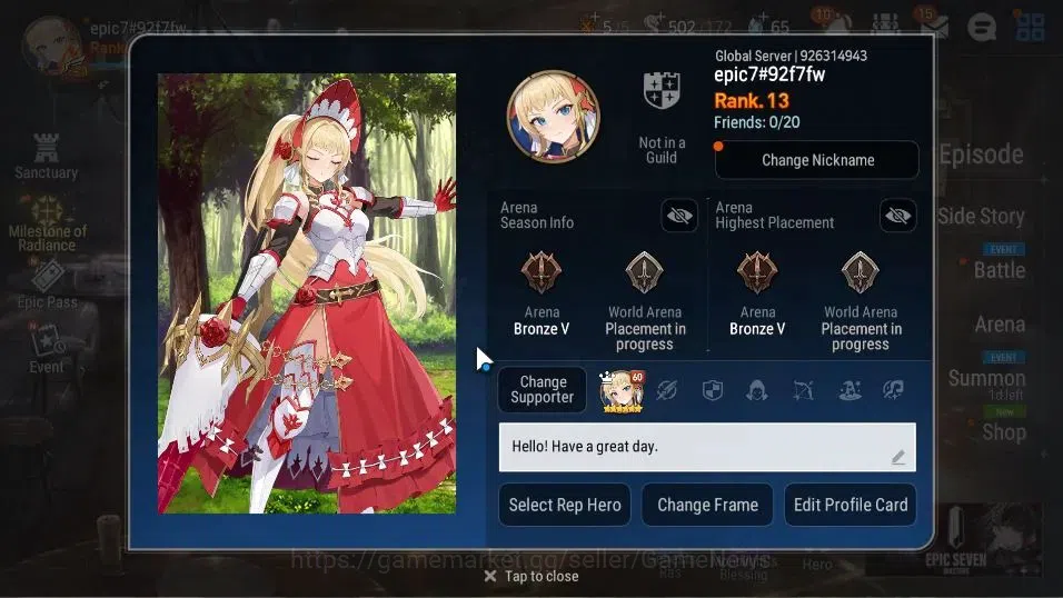 Epic Seven Accounts GLOBAL Unverif|New Era|3 ML(Monarch of The Sword I image 2