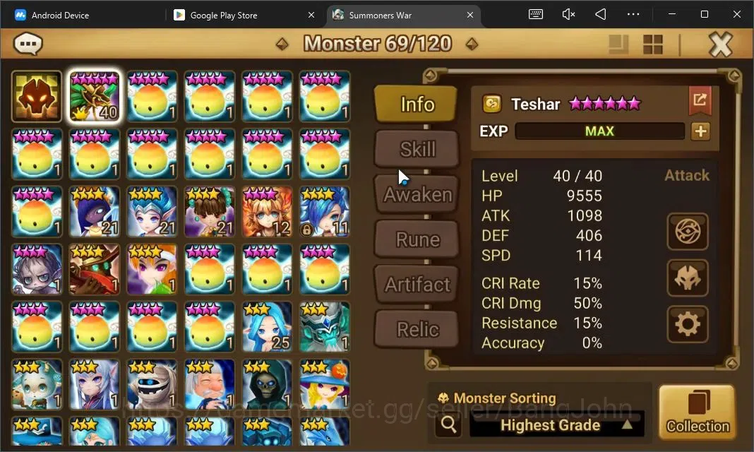 Summoners War: Sky Arena Accounts Starter GLOBAL | NB 5 TESHAR,Starter Gacha 115 12Y+160 11Y Scrool, 3 Legendary All 2