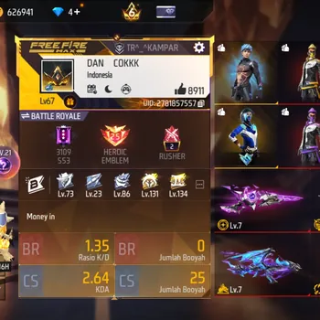Free Fire Accounts Indonesia | 4 EVO  M1887 Max,TINJU Lv 5,FAMAS Lv 6,AK47 Max| M1887 Sterling Conqueror | Electrify Bunny