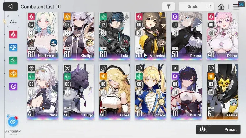 Chaos Zero Nightmare Accounts GLOBAL Lv 54|11 SSR[HeidemarieM4,Diana,Nine,Khalip image 3