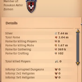 Albion Online Accounts Starter Asia |2,04M Total Fame - 7,44M Silver|T8 Fiber Harvester With T7 BattleAxe Build|Take