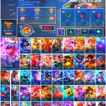Mobile Legends: Bang Bang Accounts 🔥 #4007 🔥 487 Skins 💎 Mega Collector V 👑 2 Legend Skins ⚔️ King of Fighters Kyo