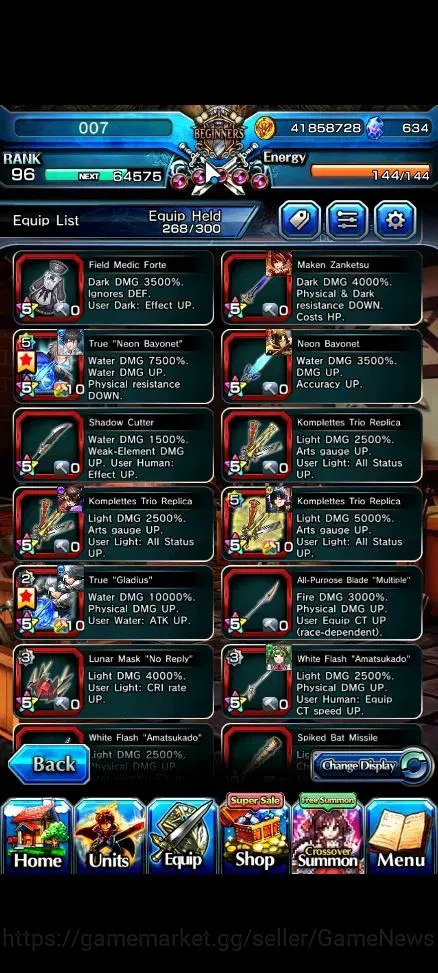 Grand Summoners Accounts End-Game Global|Rank 96|634 cc|27 Ascend+10 TW|[Roy,Emiya,Jay,DLS Rimuru,Illya,Etc]+TW,S 13