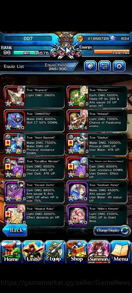 Grand Summoners Accounts End-Game Global|Rank 96|634 cc|27 Ascend+10 TW|[Roy,Emiya,Jay,DLS Rimuru,Illya,Etc]+TW,S 6