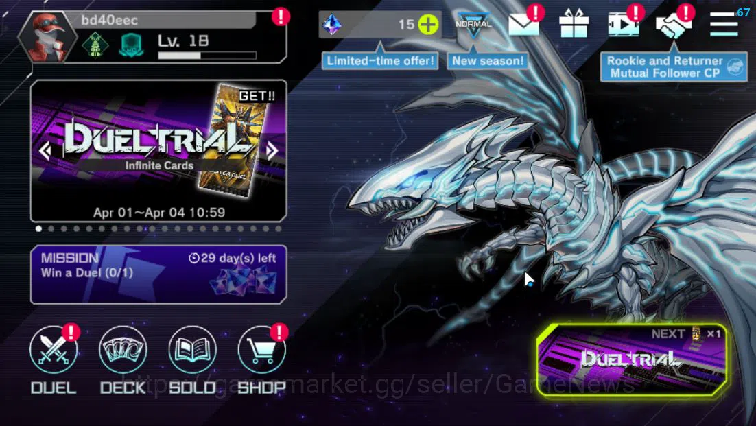 Yu-Gi-Oh! Master Duel Mid-Level Lv 18 | 20 Deck | Radiant Typhoon,VSK9,Dracotail,Y image 1