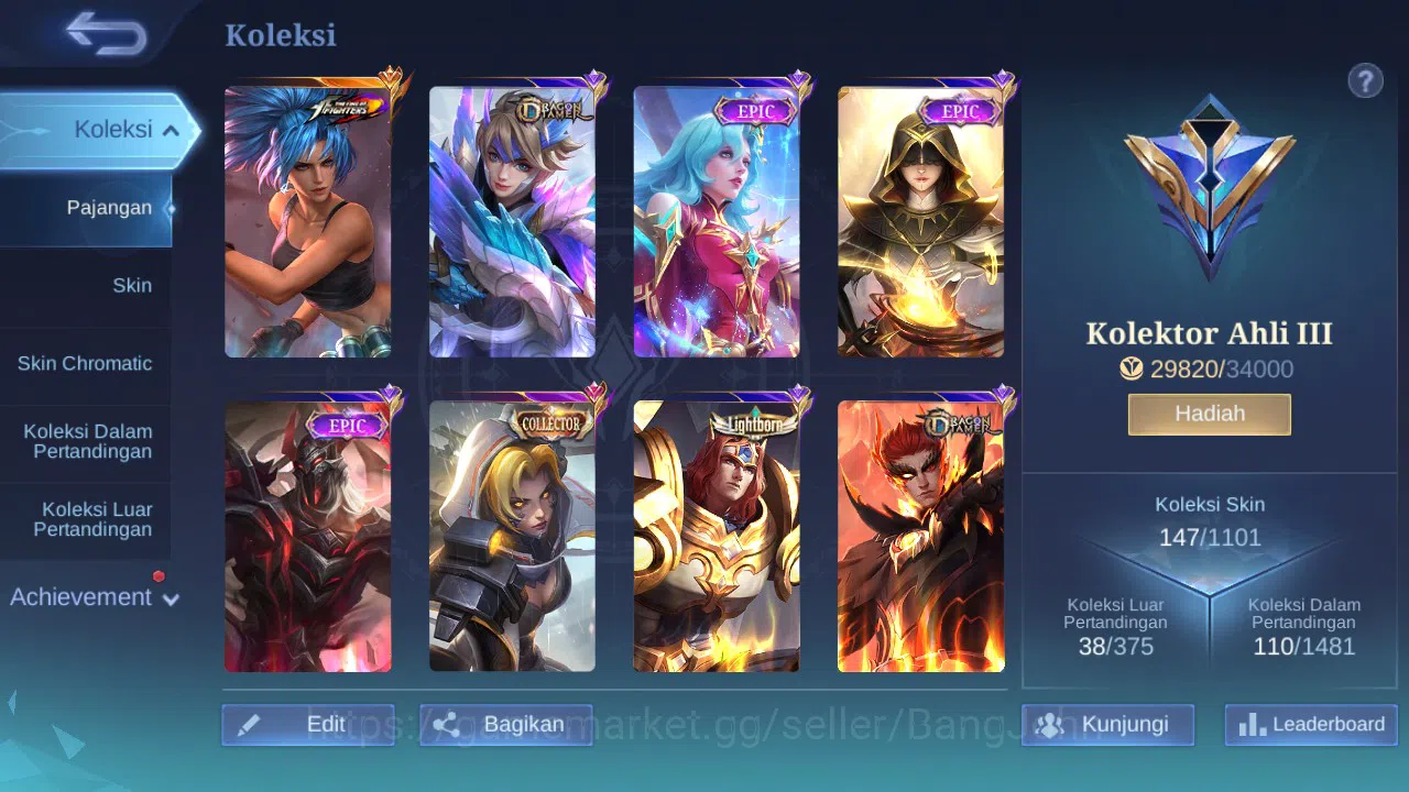 Mobile Legends: Bang Bang Accounts GLOBAL Hero 111 Skin 147 | KOF Karina | Dtamer Val image 8