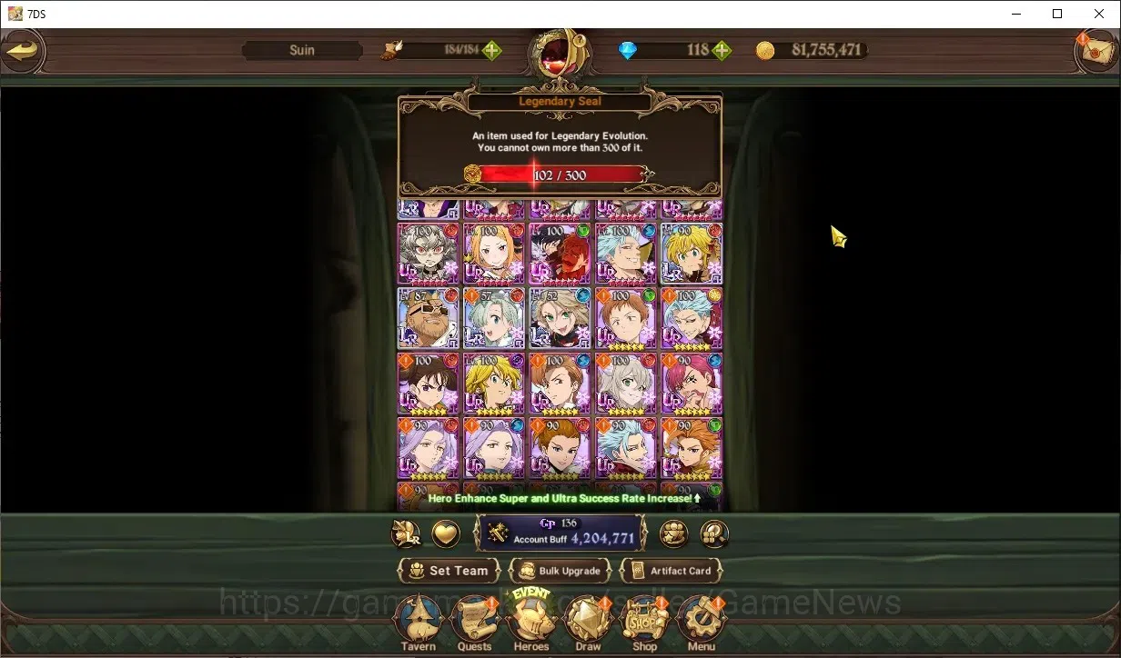 The Seven Deadly Sins: Grand Cross Accounts Endgame ASIA|4,2M CC|102 LS|5 LR+7 UR +Many Collabs|NMeli,C Taizoo6/6,LMeli4/6,P 1